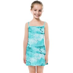 Watercolor Splatter Aqua Kids  Summer Sun Dress by blkstudio