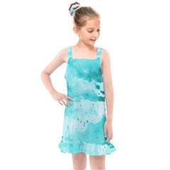 Watercolor Splatter Aqua Kids  Overall Dress by blkstudio