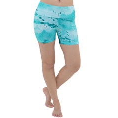 Watercolor Splatter Aqua Lightweight Velour Yoga Shorts