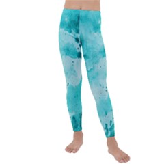 Watercolor Splatter Aqua Kids  Lightweight Velour Leggings by blkstudio