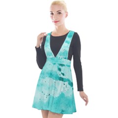 Watercolor Splatter Aqua Plunge Pinafore Velour Dress