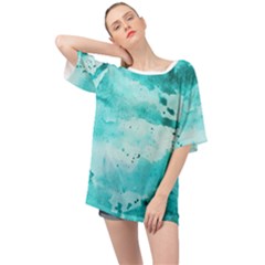 Watercolor Splatter Aqua Oversized Chiffon Top