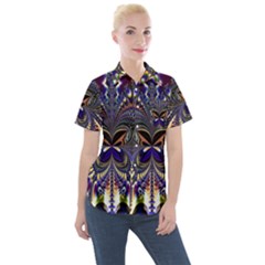 Abstract Art Artwork Fractal Design Art Pattern Women s Short Sleeve Pocket Shirt