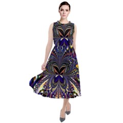 Abstract Art Artwork Fractal Design Art Pattern Round Neck Boho Dress by Pakrebo