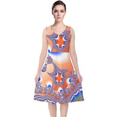 Abstract Art Artwork Fractal 2 V-neck Midi Sleeveless Dress  by Pakrebo