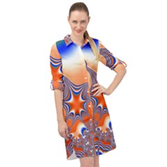 Abstract Art Artwork Fractal 2 Long Sleeve Mini Shirt Dress