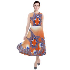 Abstract Art Artwork Fractal 2 Round Neck Boho Dress by Pakrebo