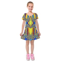 Abstract Art Design Digital Art Kids  Short Sleeve Velvet Dress by Pakrebo