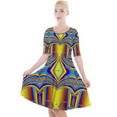 Abstract Art Design Digital Art Quarter Sleeve A-line Dress by Pakrebo