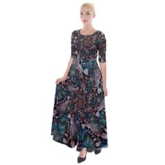 Art Artwork Fractal Digital Art Floral Half Sleeves Maxi Dress