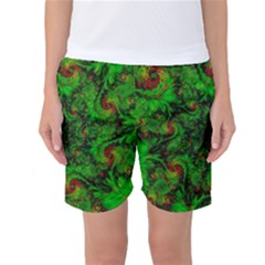 Art Artwork Fractal Digital Art Green Women s Basketball Shorts by Pakrebo