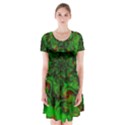 Art Artwork Fractal Digital Art Green Short Sleeve V-neck Flare Dress View1