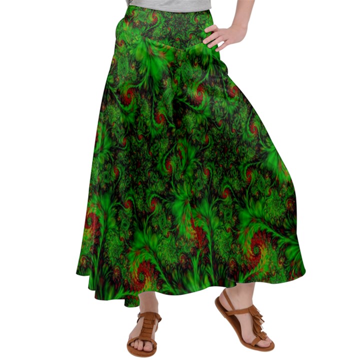 Art Artwork Fractal Digital Art Green Satin Palazzo Pants