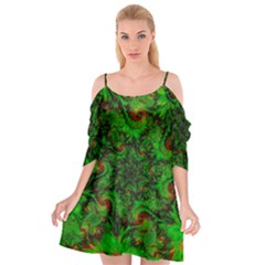 Art Artwork Fractal Digital Art Green Cutout Spaghetti Strap Chiffon Dress by Pakrebo