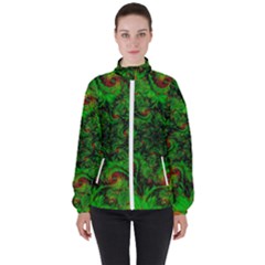 Art Artwork Fractal Digital Art Green Women s High Neck Windbreaker by Pakrebo