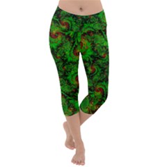 Art Artwork Fractal Digital Art Green Lightweight Velour Capri Yoga Leggings by Pakrebo