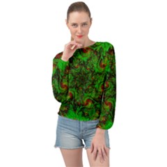 Art Artwork Fractal Digital Art Green Banded Bottom Chiffon Top by Pakrebo