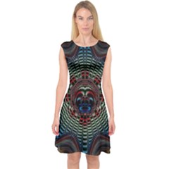 Abstract Abstract Art Artwork Star Capsleeve Midi Dress by Pakrebo