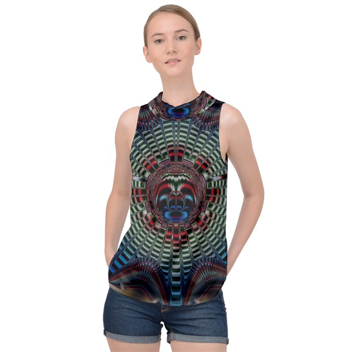 Abstract Abstract Art Artwork Star High Neck Satin Top