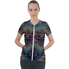 Abstract Abstract Art Artwork Star Short Sleeve Zip Up Jacket by Pakrebo