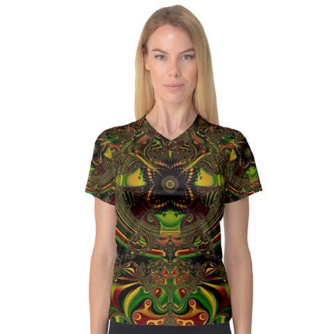 Fractal Art Artwork Design V-neck Sport Mesh Tee by Pakrebo