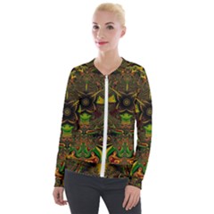 Fractal Art Artwork Design Velour Zip Up Jacket