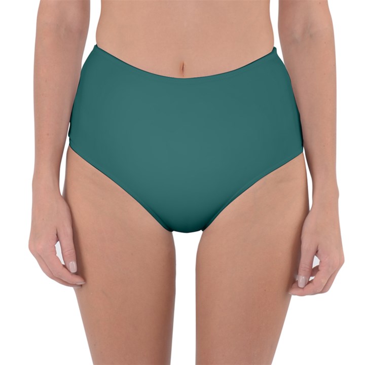 Teal Green Reversible High-Waist Bikini Bottoms