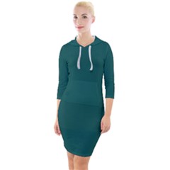 Teal Green Quarter Sleeve Hood Bodycon Dress by blkstudio