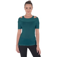 Teal Green Shoulder Cut Out Short Sleeve Top