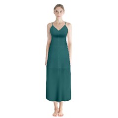 Teal Green Button Up Chiffon Maxi Dress