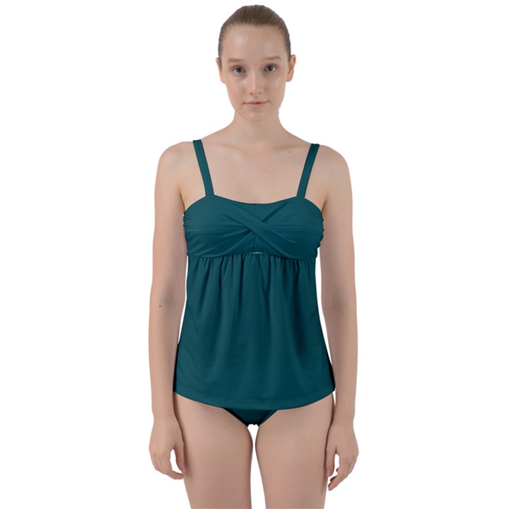 Teal Green Twist Front Tankini Set