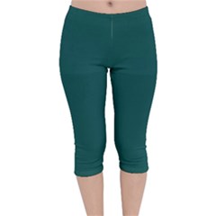 Teal Green Velvet Capri Leggings  by blkstudio