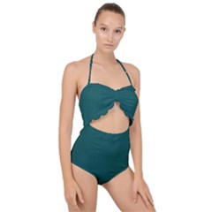 Teal Green Scallop Top Cut Out Swimsuit by blkstudio