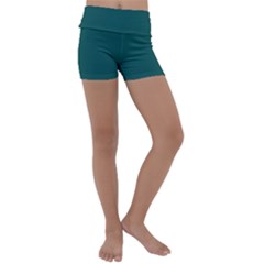 Teal Green Kids  Lightweight Velour Yoga Shorts by blkstudio