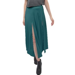 Teal Green Velour Split Maxi Skirt