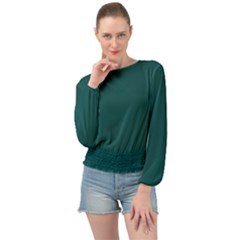 Teal Green Banded Bottom Chiffon Top by blkstudio