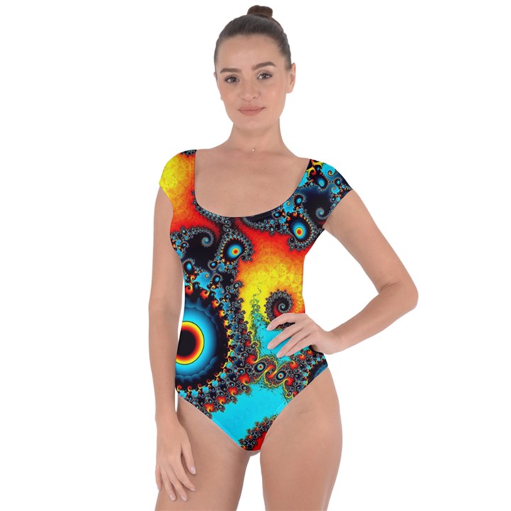 Artwork Fractal Digital Art Short Sleeve Leotard 