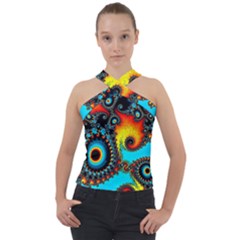 Artwork Fractal Digital Art Cross Neck Velour Top