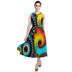 Artwork Fractal Digital Art Round Neck Boho Dress by Pakrebo