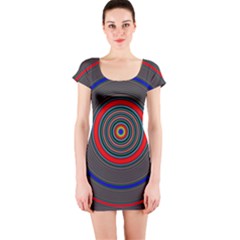 Art Design Fractal Circle Short Sleeve Bodycon Dress by Pakrebo