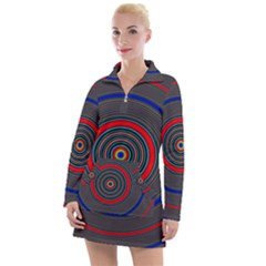 Art Design Fractal Circle Women s Long Sleeve Casual Dress