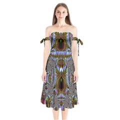 Art Artwork Fractal Digital Art Shoulder Tie Bardot Midi Dress by Pakrebo