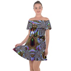 Art Artwork Fractal Digital Art Off Shoulder Velour Dress by Pakrebo