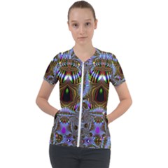 Art Artwork Fractal Digital Art Short Sleeve Zip Up Jacket by Pakrebo