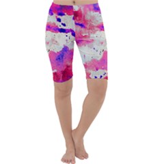 Watercolor Splatter Hot Pink/purple Cropped Leggings  by blkstudio