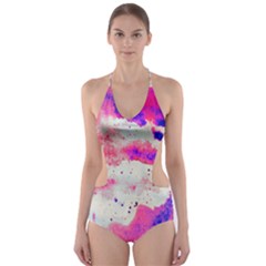 Watercolor Splatter Hot Pink/purple Cut-out One Piece Swimsuit by blkstudio