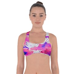 Watercolor Splatter Hot Pink/purple Got No Strings Sports Bra by blkstudio