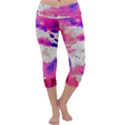 Watercolor Splatter Hot Pink/Purple Capri Yoga Leggings View1