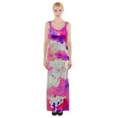 Watercolor Splatter Hot Pink/purple Thigh Split Maxi Dress by blkstudio