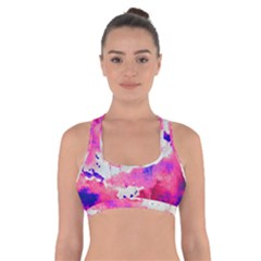 Watercolor Splatter Hot Pink/purple Cross Back Sports Bra by blkstudio